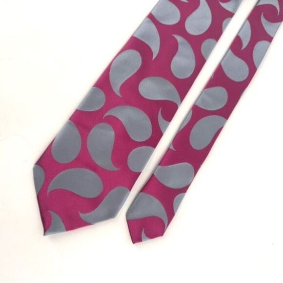 Richard James Savile Row Men's 100% Silk Paisley Handmade Neck Tie Pink Gray - Picture 2 of 8